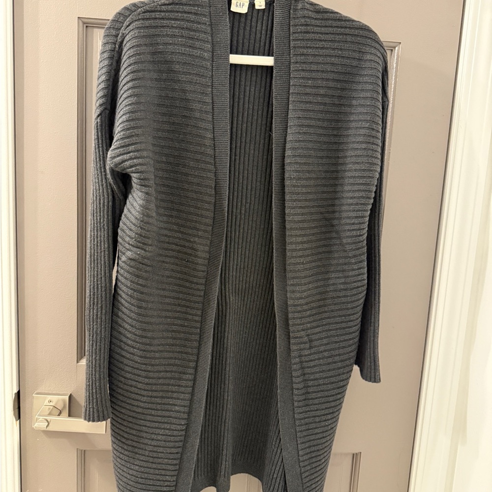 GAP Charcoal Ribbed Open Cardigan
